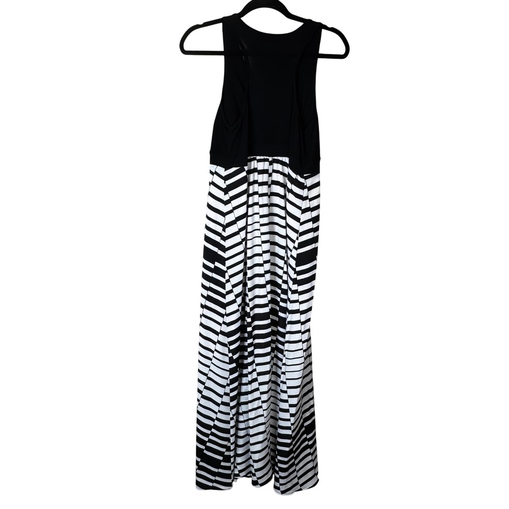Sofia Vergara Maxi Dress Sleeveless Striped Casual‎ Black White L